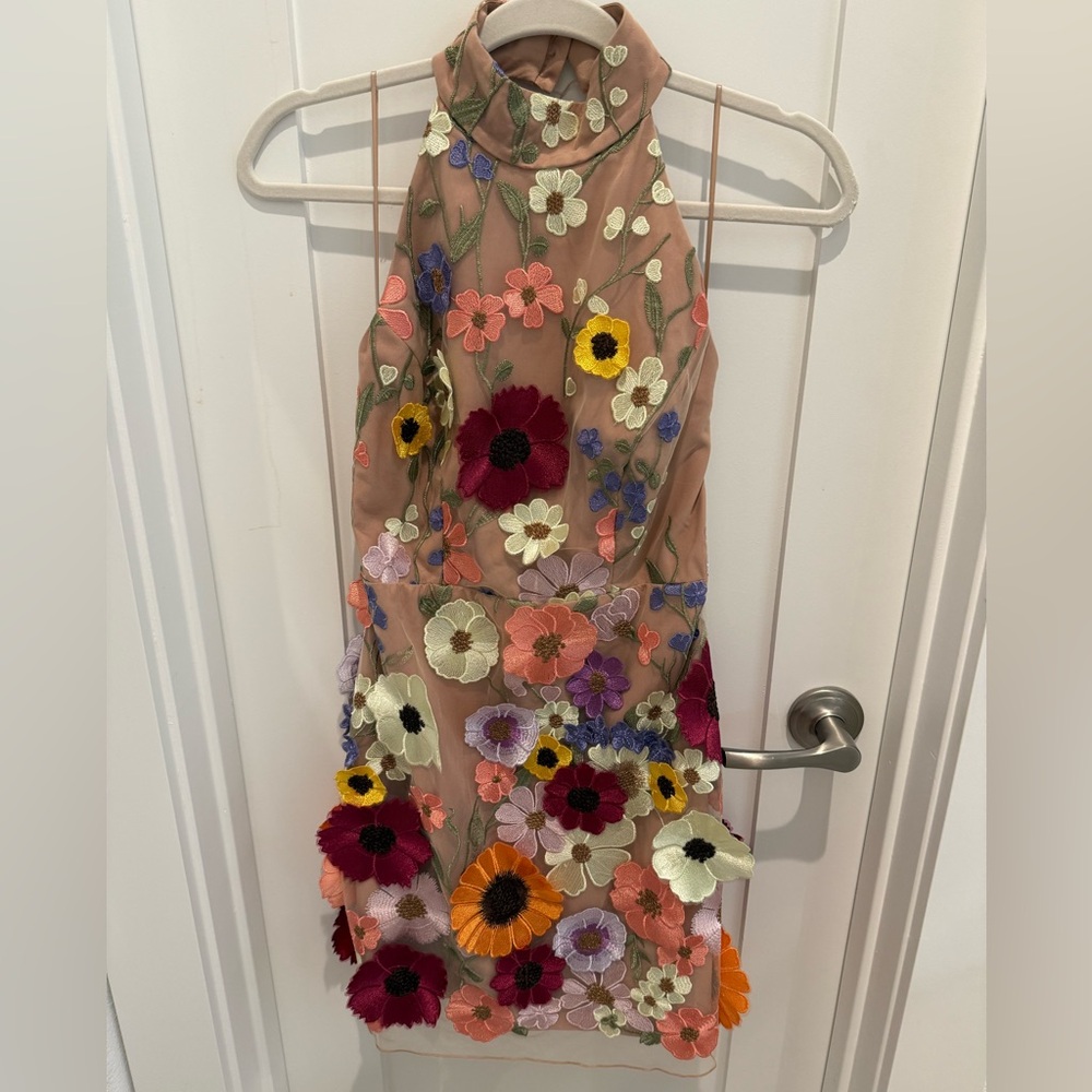 Milly Floral Nude Halter Dress